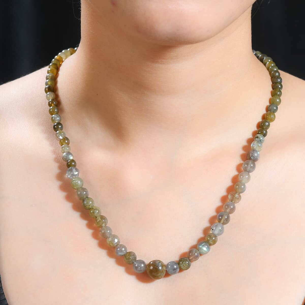 Karis Malagasy Labradorite Beaded 167.00 ctw Necklace 20 Inches in Platinum Bond  image number 2