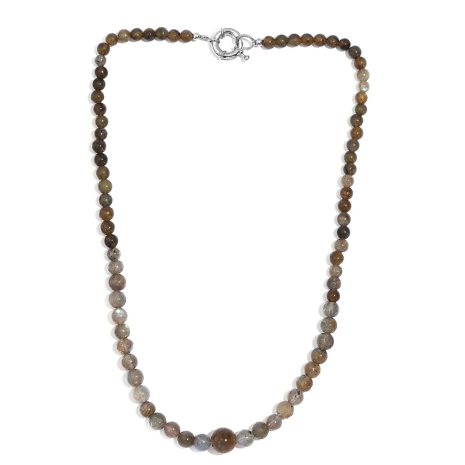 Karis Malagasy Labradorite Beaded 167.00 ctw Necklace 20 Inches in Platinum Bond 
