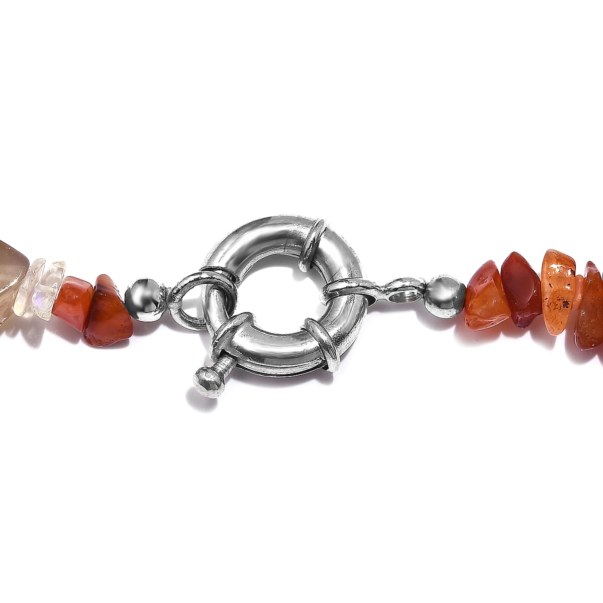Karis Fire Opal and Carnelian Chips 195.00 ctw Necklace 20 Inches in Platinum Bond image number 4