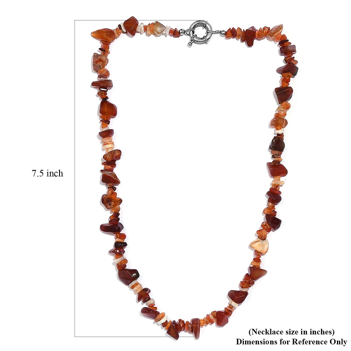 Karis Fire Opal and Carnelian Chips 195.00 ctw Necklace 20 Inches in Platinum Bond image number 5