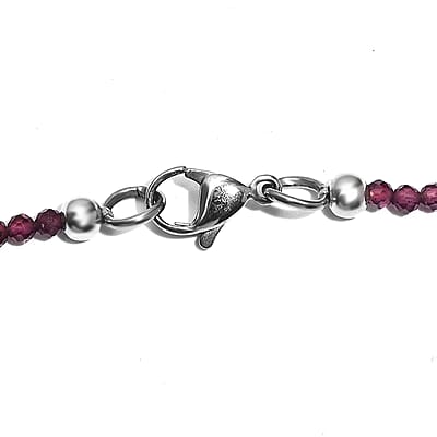 Rhodolite Garnet and Red Jasper 178.00 ctw Necklace 20 Inches in Stainless Steel 