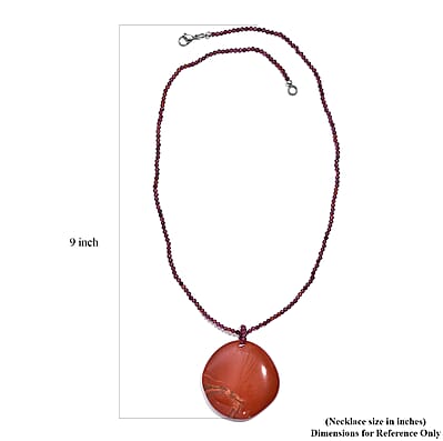 Rhodolite Garnet and Red Jasper 178.00 ctw Necklace 20 Inches in Stainless Steel 