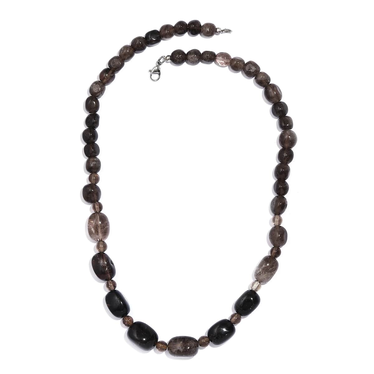 Brazilian Smoky Quartz 350.00 ctw Necklace 20 Inches in Stainless Steel image number 3