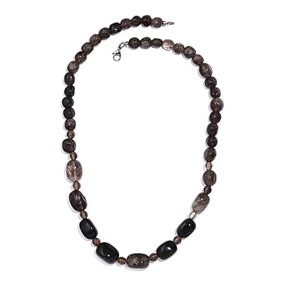 Brazilian Smoky Quartz 350.00 ctw Necklace 20 Inches in Stainless Steel