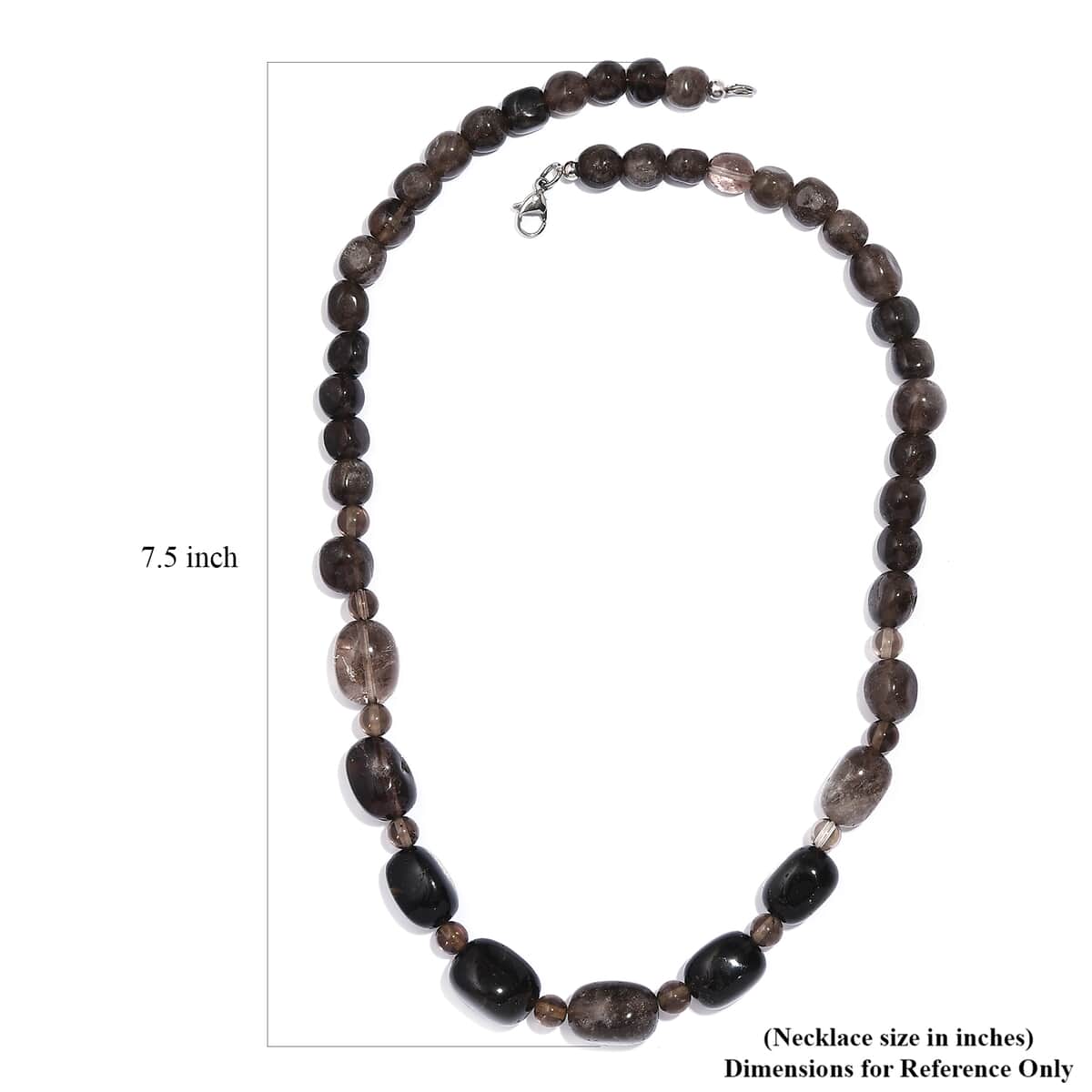 Brazilian Smoky Quartz 350.00 ctw Necklace 20 Inches in Stainless Steel image number 5