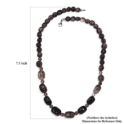 Brazilian Smoky Quartz 350.00 ctw Necklace 20 Inches in Stainless Steel