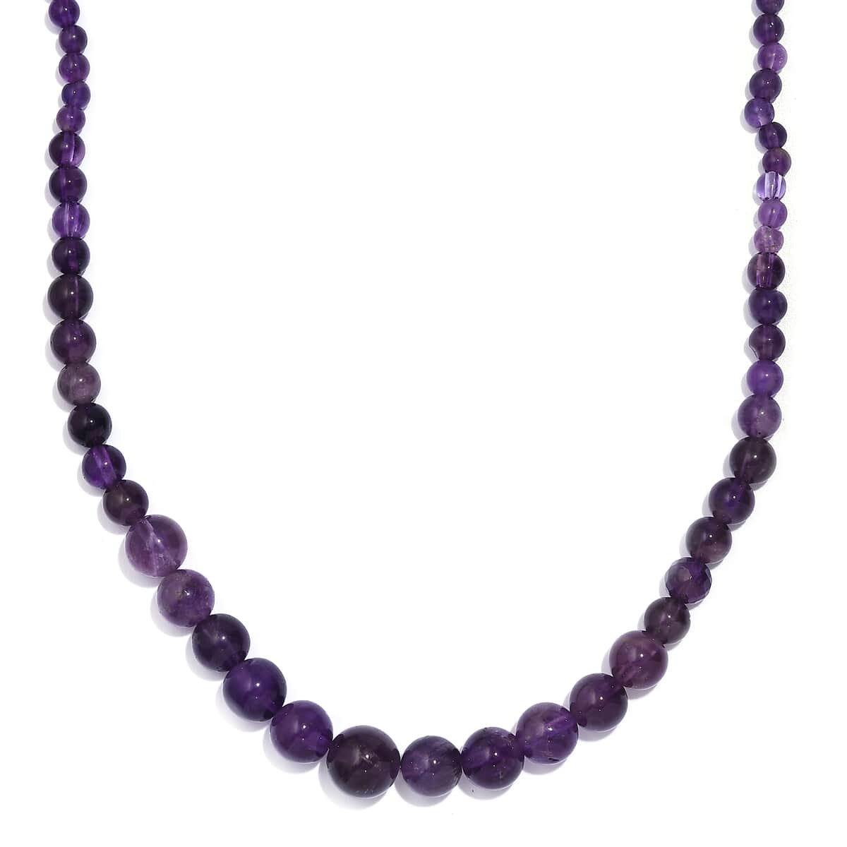 African Amethyst Beaded 113.00 ctw Necklace 20 Inches in Stainless Steel image number 0