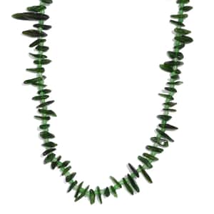 Chrome Diopside and Green Jade (D) 107.00 ctw Necklace 20 Inches in Stainless Steel