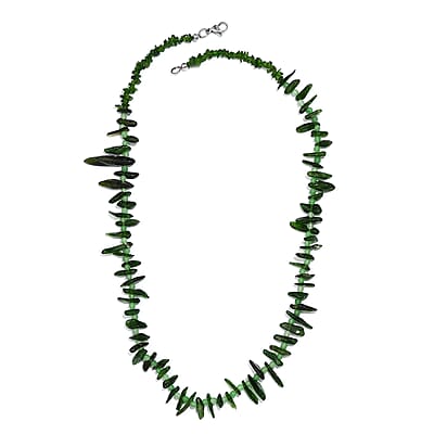 Chrome Diopside and Green Jade (D) 107.00 ctw Necklace 20 Inches in Stainless Steel