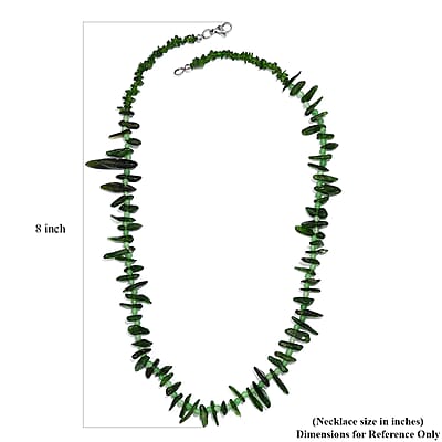 Chrome Diopside and Green Jade (D) 107.00 ctw Necklace 20 Inches in Stainless Steel