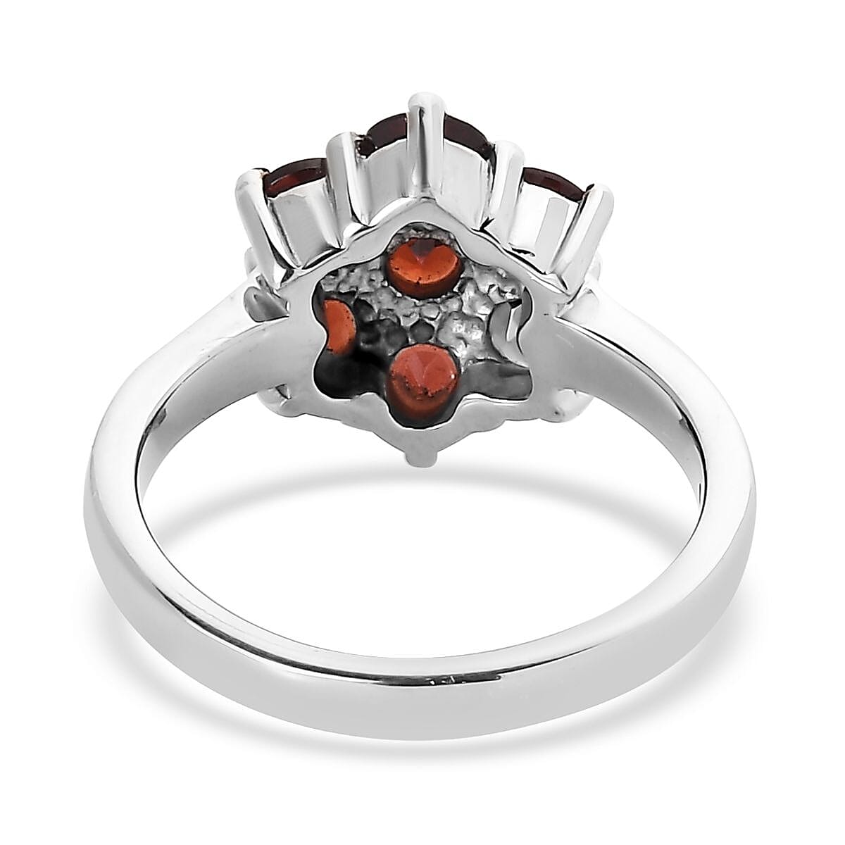 Red Garnet Round Stainless Steel Flower Ring for Women Jewelry Size 8 Ct 1.93 - Picture 5 of 8