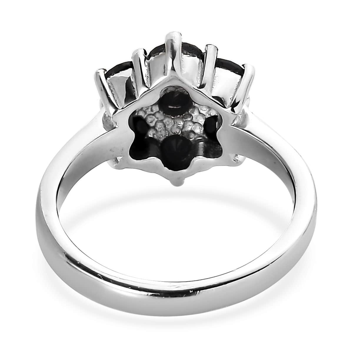 Thai Black Spinel 1.60 ctw Floral Ring in Stainless Steel (Size 10.0)  image number 4