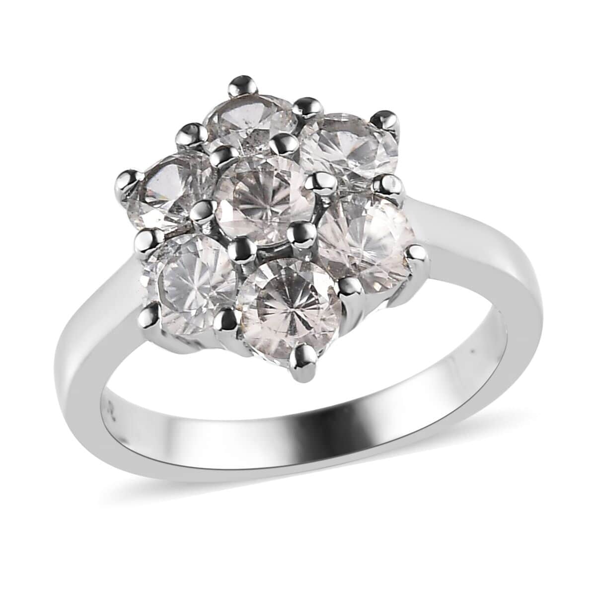 White Zircon 2.60 ctw Floral Ring in Stainless Steel (Size 10.0) image number 0