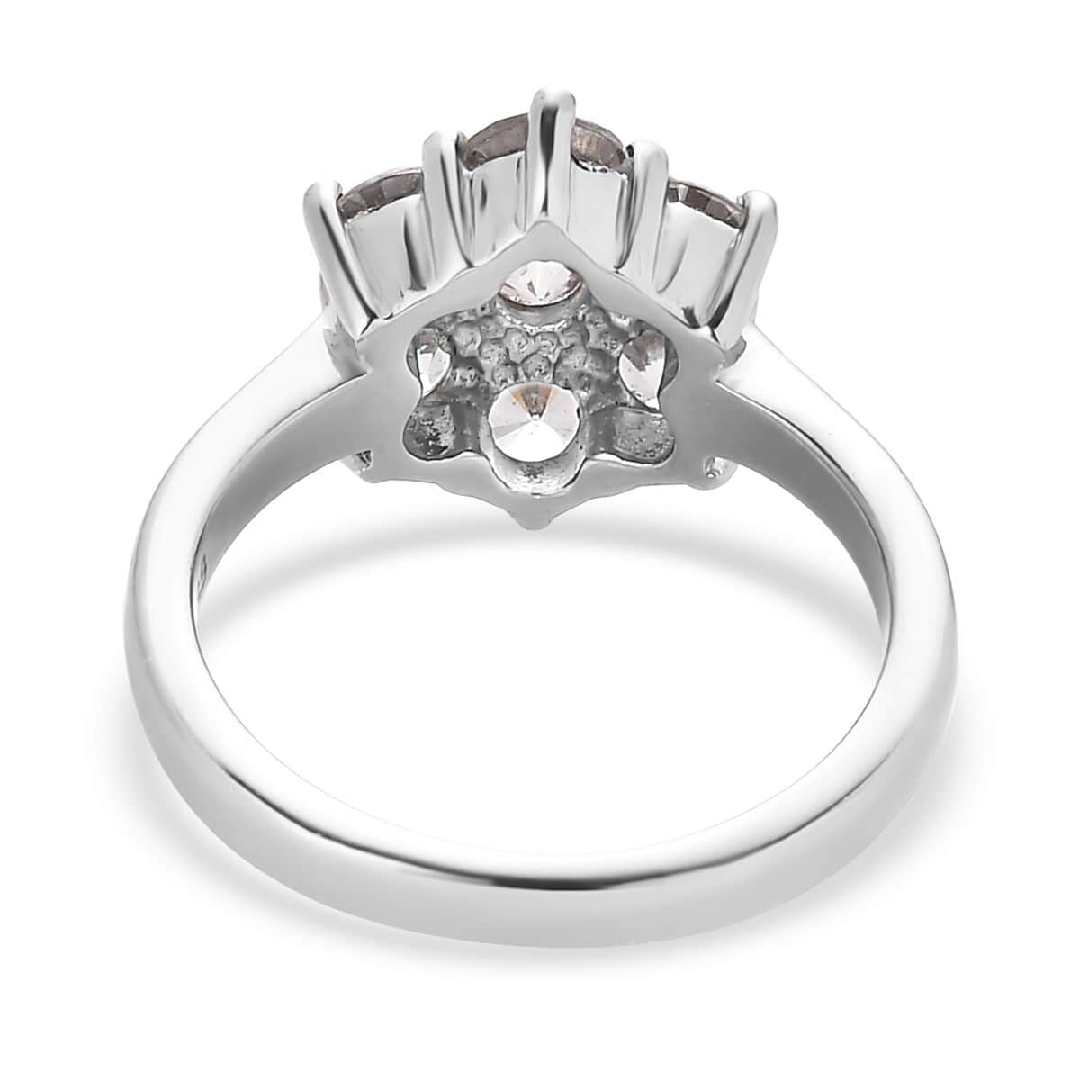 White Zircon 2.60 ctw Floral Ring in Stainless Steel (Size 10.0) image number 4