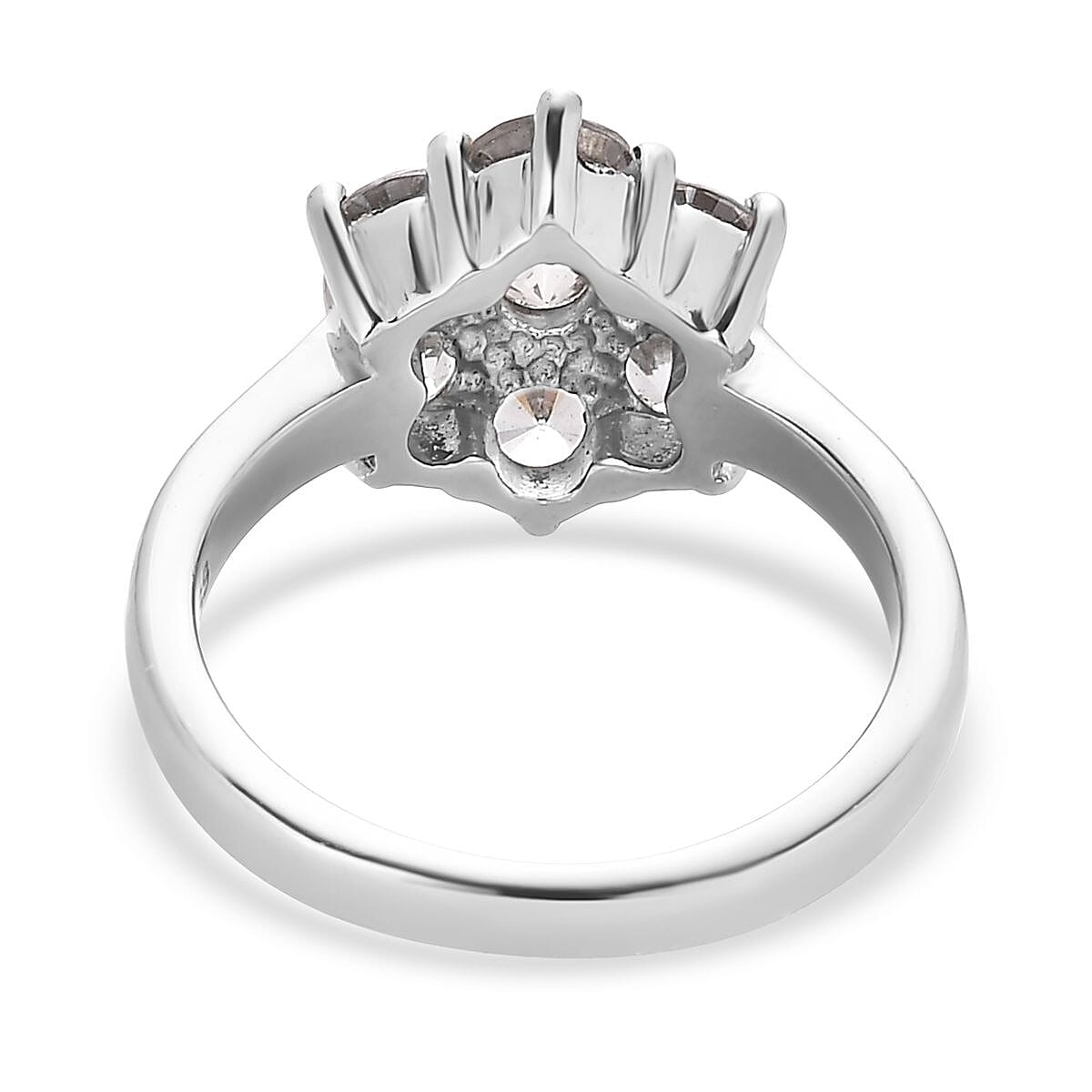 White Zircon 2.60 ctw Floral Ring in Stainless Steel (Size 6.0) image number 4