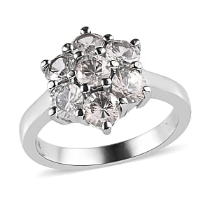 White Zircon 2.60 ctw Floral Ring in Stainless Steel (Size 7.0)