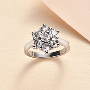 White Zircon 2.60 ctw Floral Ring in Stainless Steel (Size 7.0)