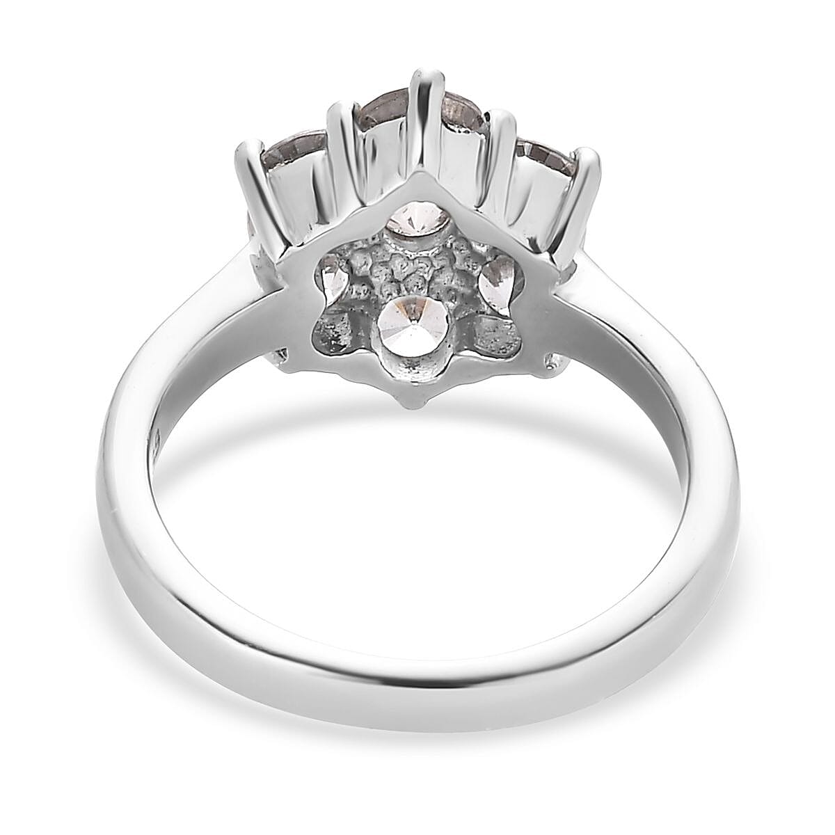 White Zircon 2.60 ctw Floral Ring in Stainless Steel (Size 7.0) image number 4