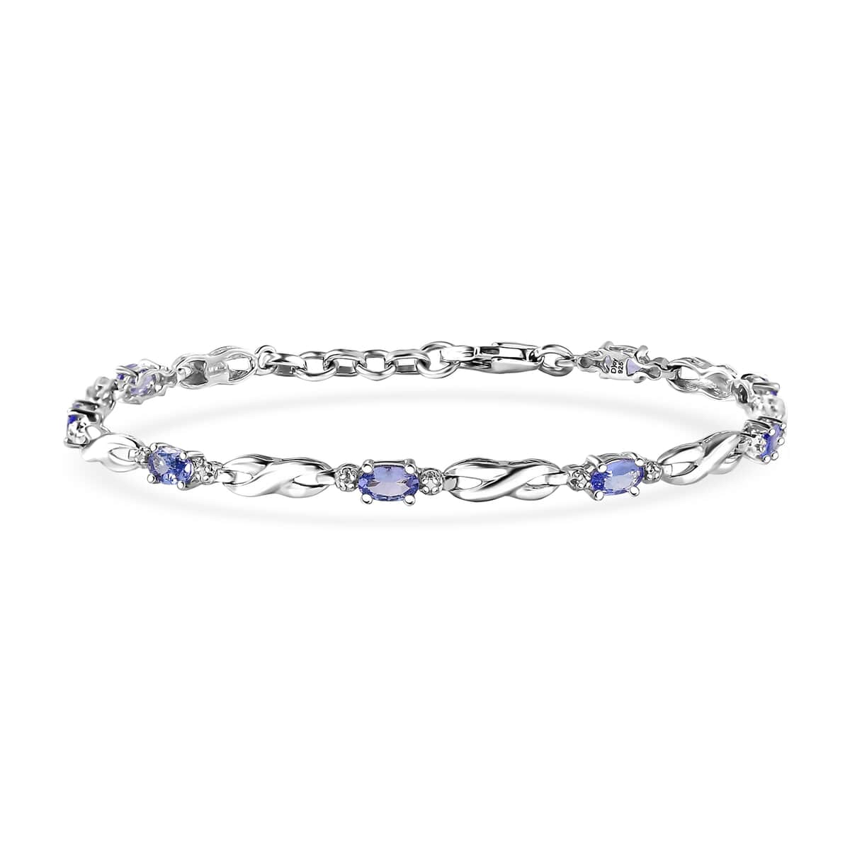 Tanzanite Infinity Bracelet in Rhodium Over Sterling Silver (7.25 In) 1.85 ctw image number 0