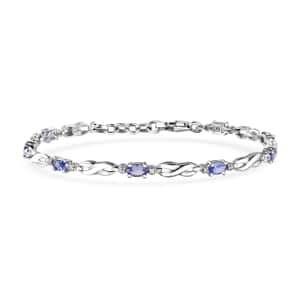 Tanzanite 1.85 ctw Infinity Bracelet in Rhodium Over Sterling Silver (7.25 In)