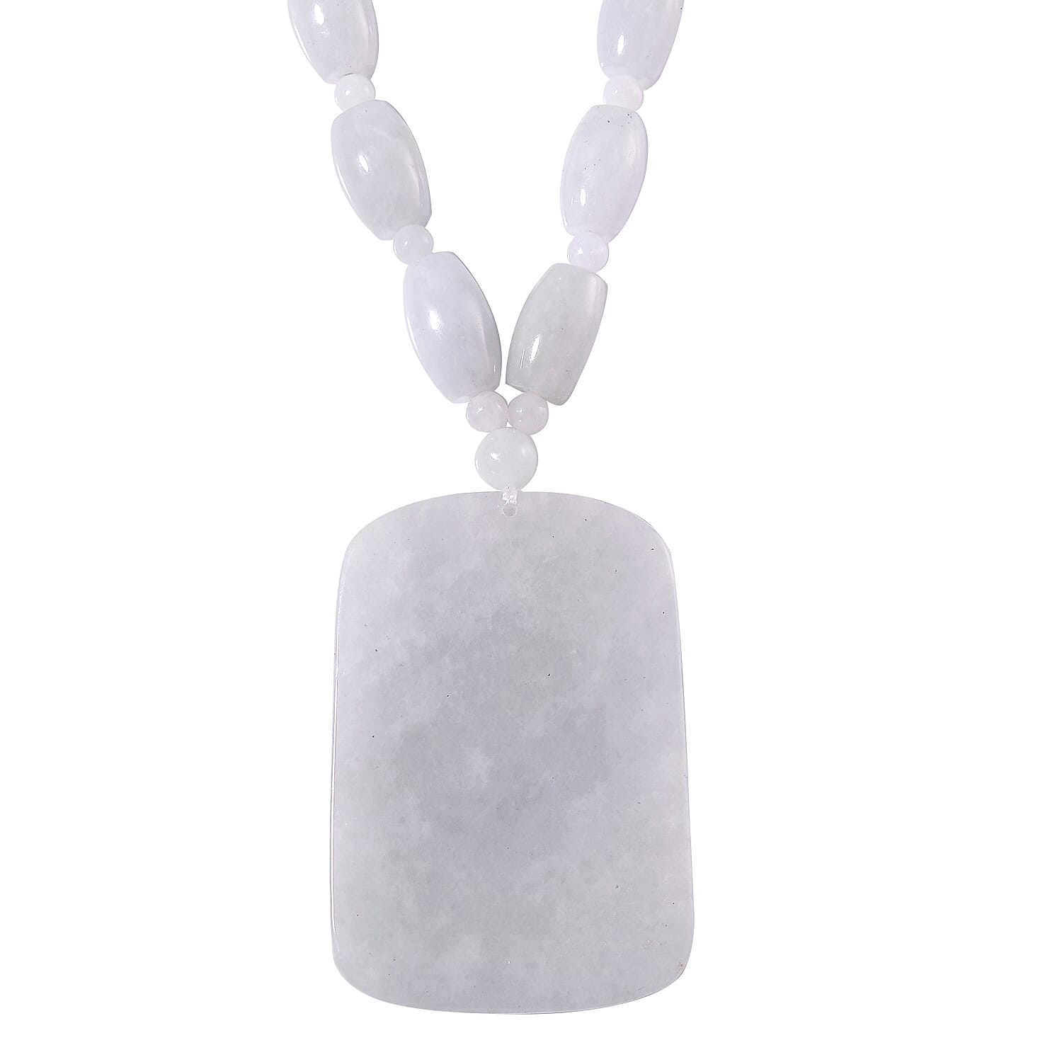 Natural Jade 360.00 ctw Carved Qilin Pendant with Beaded Necklace in Rhodium Over Sterling Silver 20 Inches