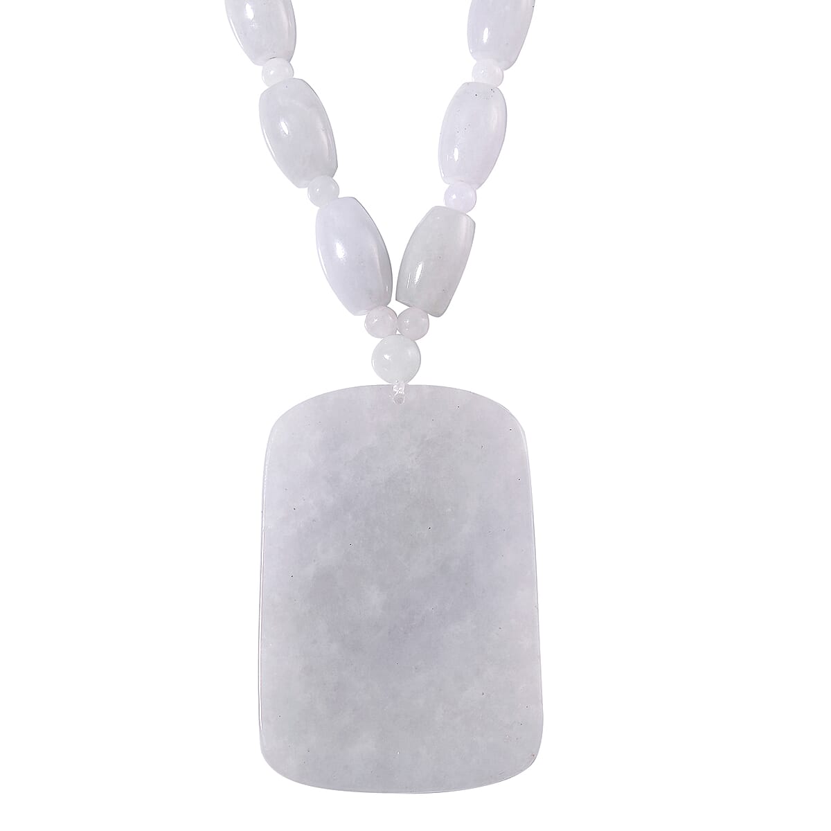 Natural Jade 360.00 ctw Carved Qilin Pendant with Beaded Necklace in Rhodium Over Sterling Silver 20 Inches image number 4