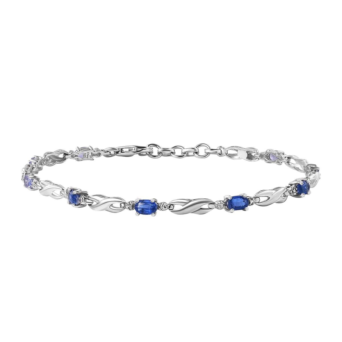 Tanzanite 2.10 ctw Infinity Bracelet in Rhodium Over Sterling Silver (8.00 In) image number 0