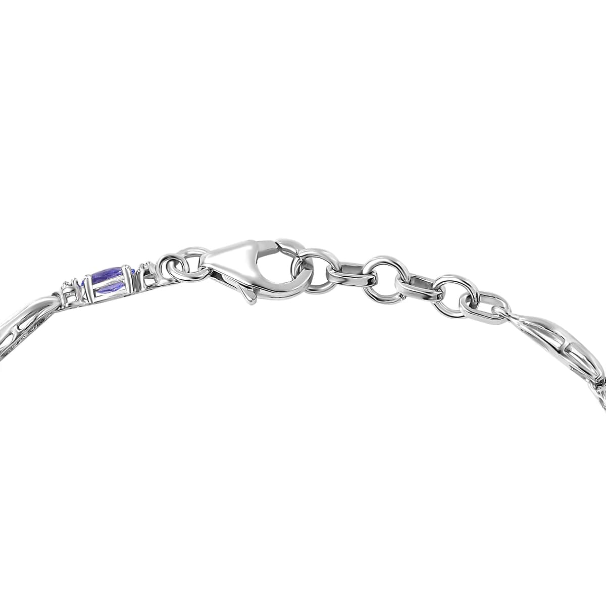 Tanzanite 2.10 ctw Infinity Bracelet in Rhodium Over Sterling Silver (8.00 In) image number 3