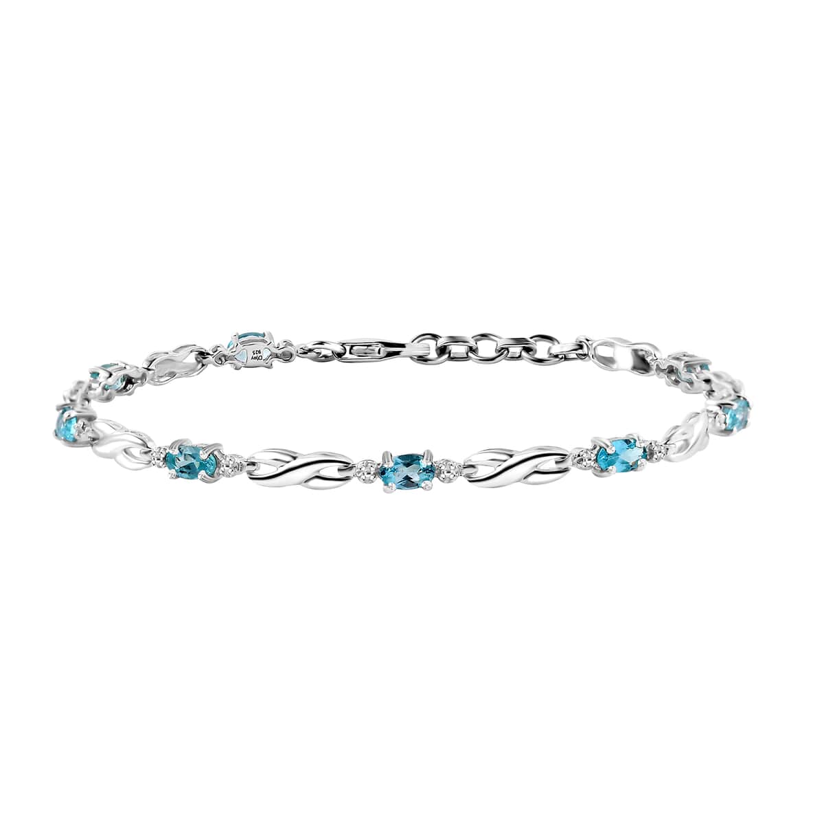 Betroka Blue Apatite 1.85 ctw Infinity Link Bracelet in Rhodium Over Sterling Silver (7.25 In) image number 0