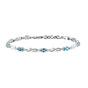 Betroka Blue Apatite 1.85 ctw Infinity Link Bracelet in Rhodium Over Sterling Silver (7.25 In)