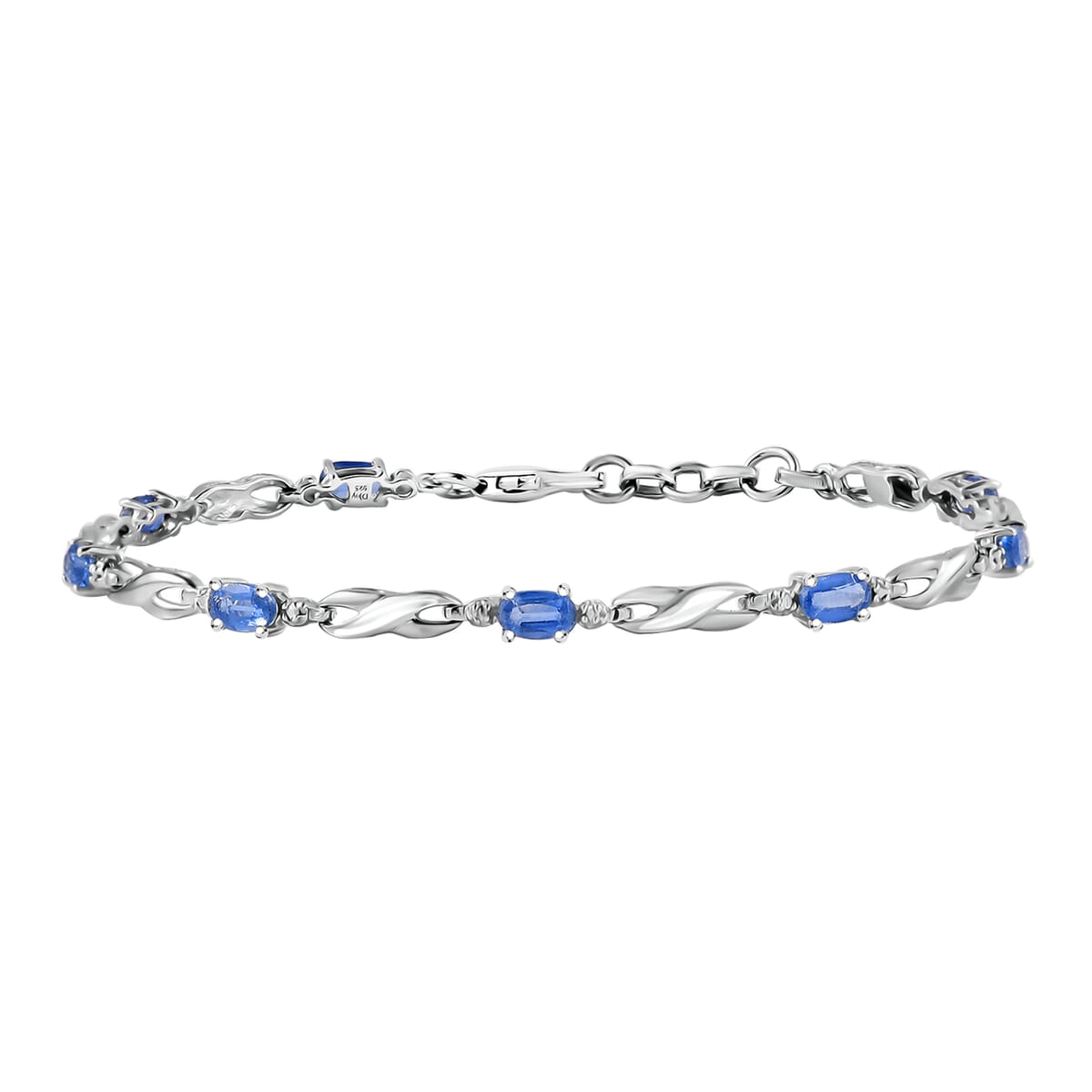 Kashmir Blue Kyanite 2.80 ctw Bracelet in Rhodium Over Sterling Silver (7.25 In) image number 0