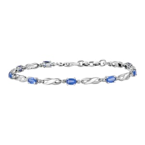 Kashmir Blue Kyanite 2.80 ctw Bracelet in Rhodium Over Sterling Silver (7.25 In)