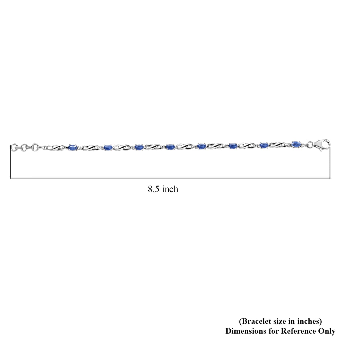 Kashmir Blue Kyanite 2.80 ctw Bracelet in Rhodium Over Sterling Silver (7.25 In) image number 3