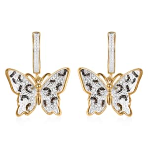 Karis Yellow Diamond Accent Butterfly Earrings in 18K Yellow Gold Over