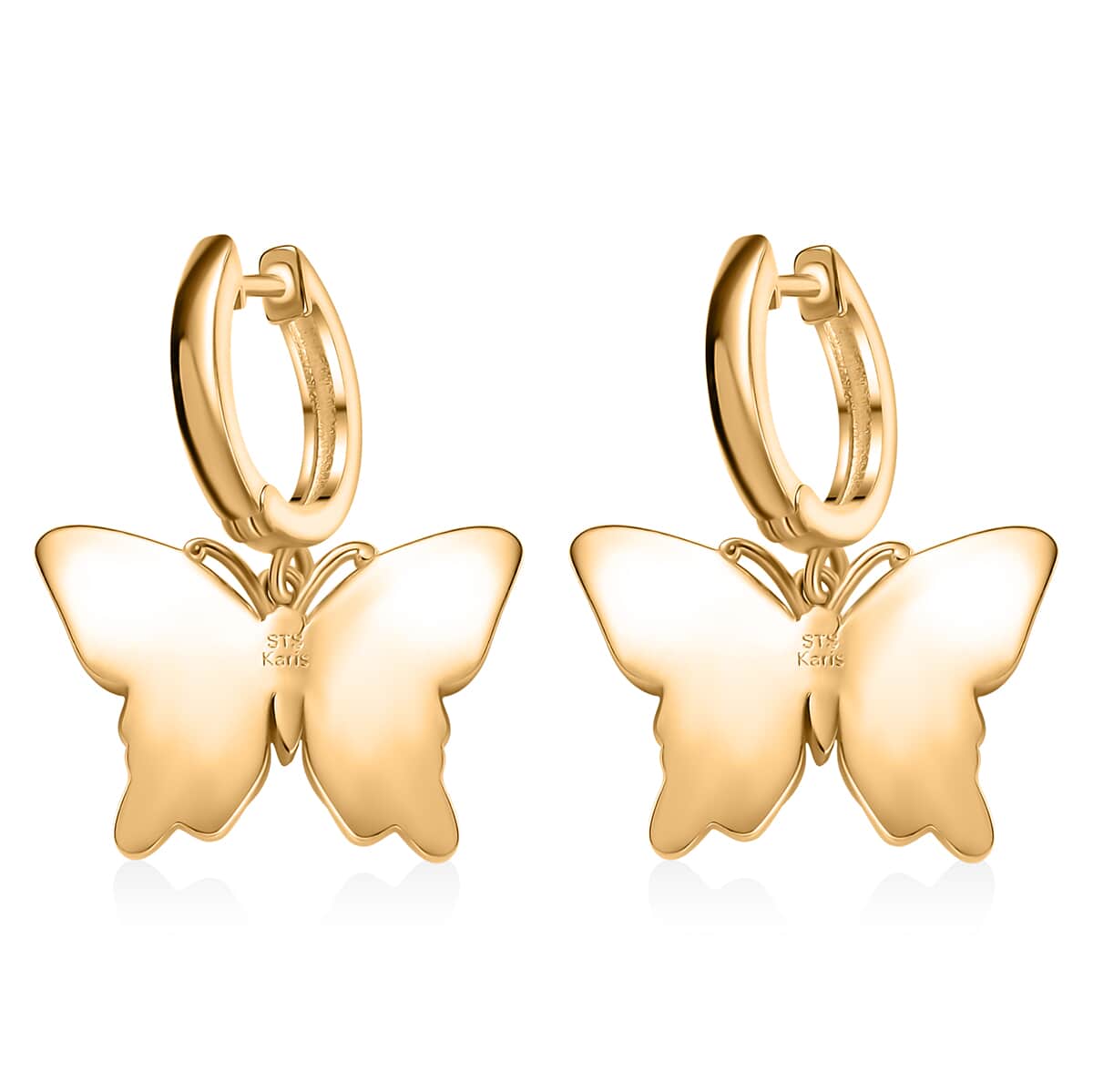 Karis Yellow Diamond Accent Butterfly Earrings in 18K Yellow Gold Over image number 3