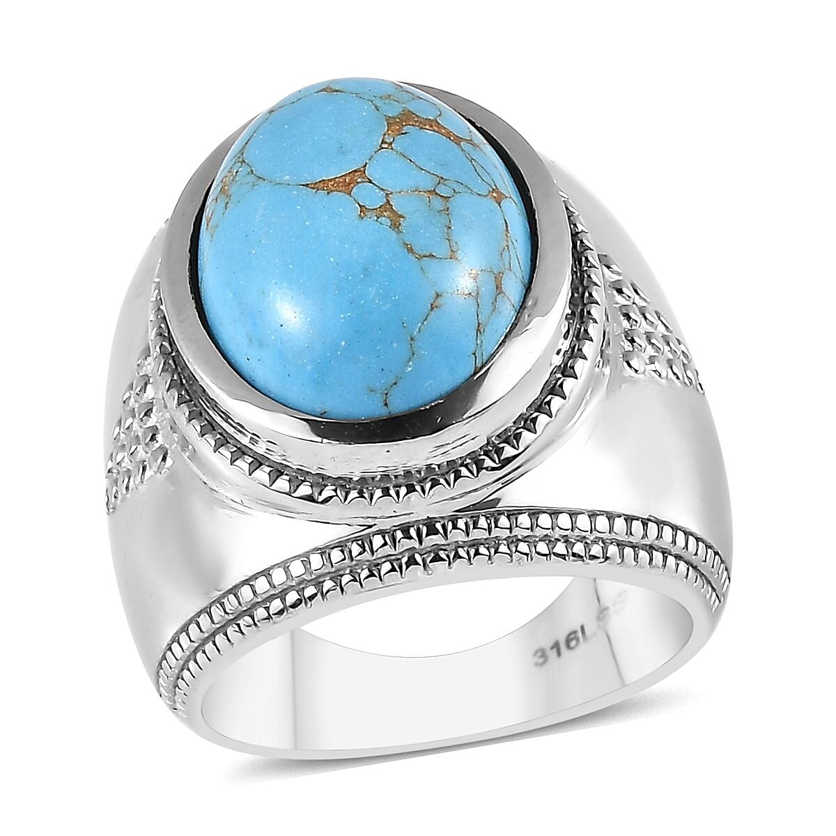 Mojave Blue Turquoise 9.40 ctw Ring in Stainless Steel (Size 10.0)