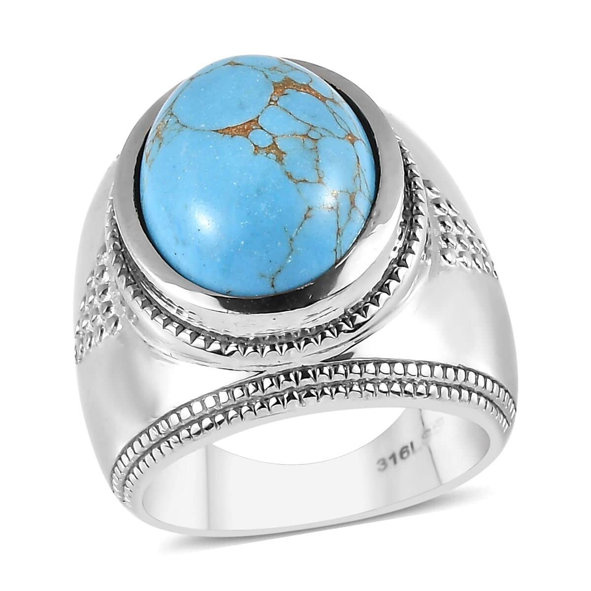 Mojave Blue Turquoise 9.40 ctw Ring in Stainless Steel (Size 10.0) image number 0