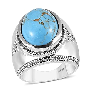 Mojave Blue Turquoise 9.40 ctw Ring in Stainless Steel (Size 7.0)