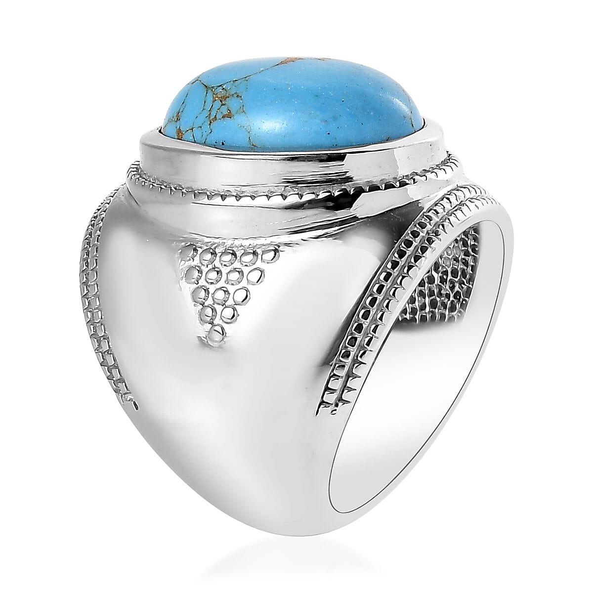 Mojave Blue Turquoise 9.40 ctw Ring in Stainless Steel (Size 7.0) image number 3