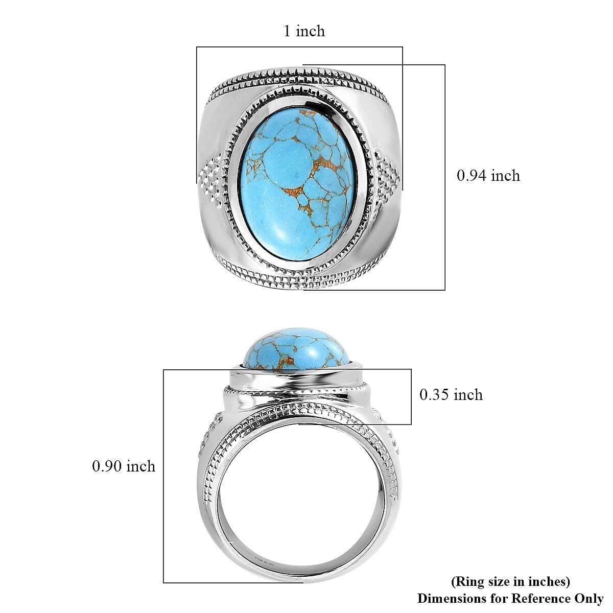 Mojave Blue Turquoise 9.40 ctw Ring in Stainless Steel (Size 7.0) image number 5