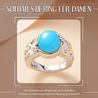 Sleeping Beauty Turquoise and White Zircon 4.38 ctw Ring in Vermeil Yellow Gold Over Sterling Silver (Size 10)