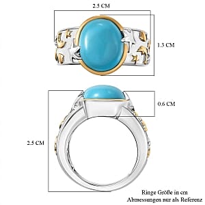 Sleeping Beauty Turquoise and White Zircon 4.38 ctw Ring in Vermeil Yellow Gold Over Sterling Silver (Size 10)