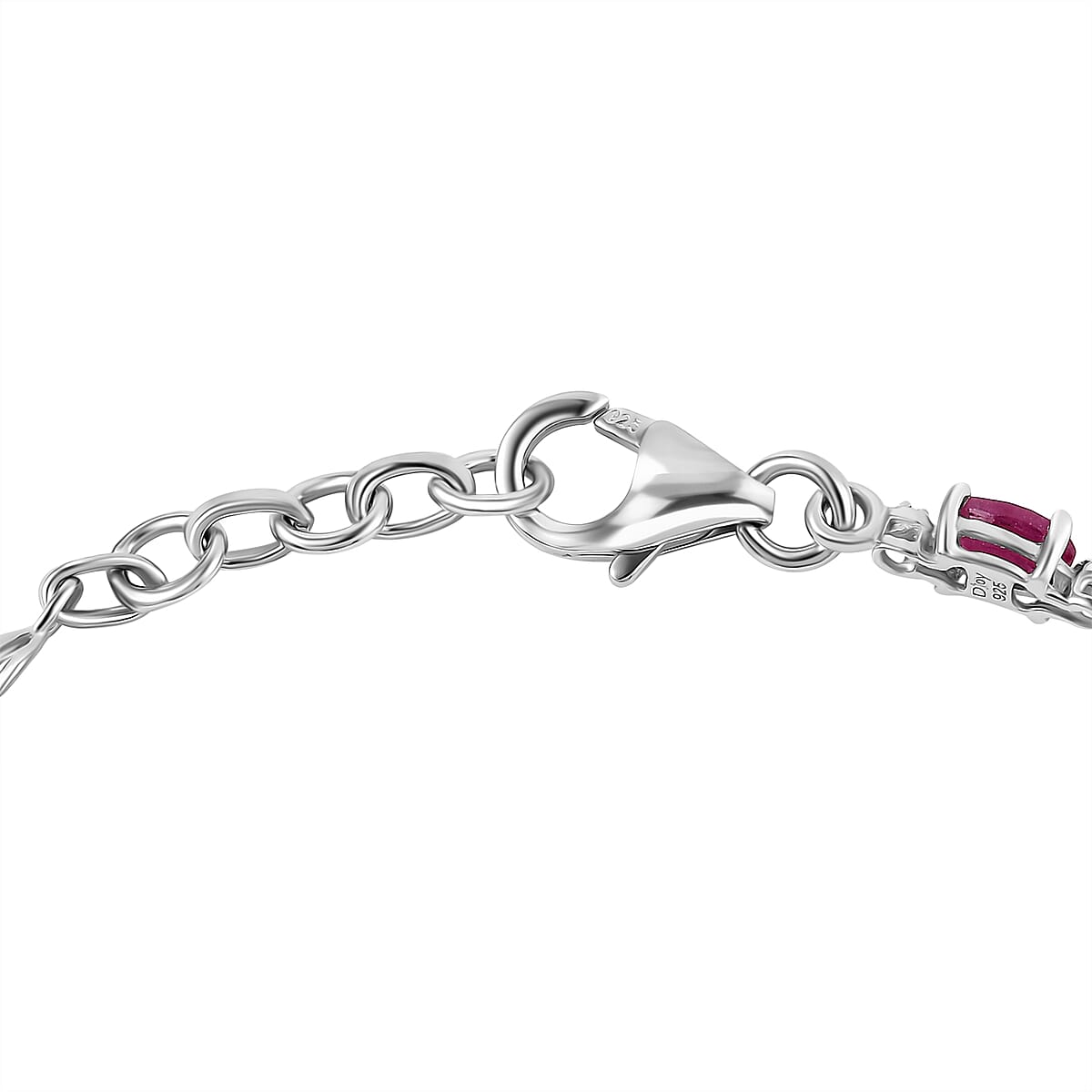 Niassa Ruby (FF) 3.20 ctw Bracelet in Rhodium Over Sterling Silver (8.00 In) image number 3