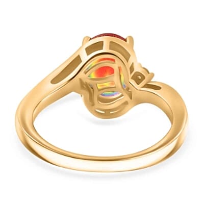 Nebula Quartz Doublet and White Zircon 2.13 ctw Ring in Vermeil Yellow Gold Over Sterling Silver (Size 6.5)