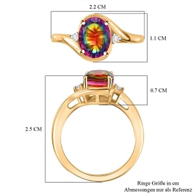 Nebula Quartz Doublet and White Zircon 2.13 ctw Ring in Vermeil Yellow Gold Over Sterling Silver (Size 6.5)