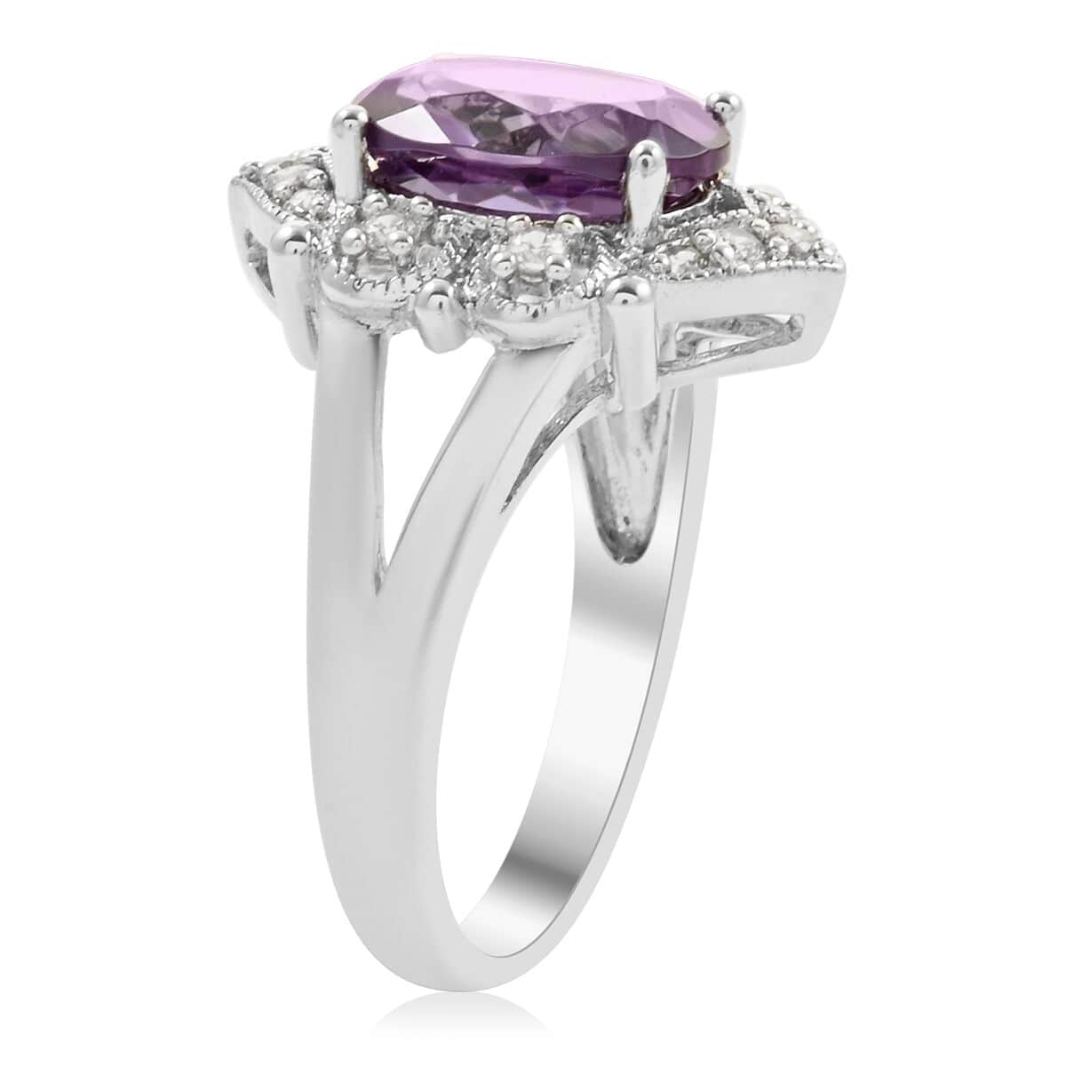 Alexandrite and Simulated Diamond 2.90 ctw Ring in Silvertone (Size 10.0) image number 3