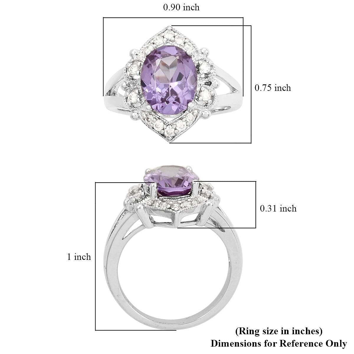 Alexandrite and Simulated Diamond 2.90 ctw Ring in Silvertone (Size 10.0)