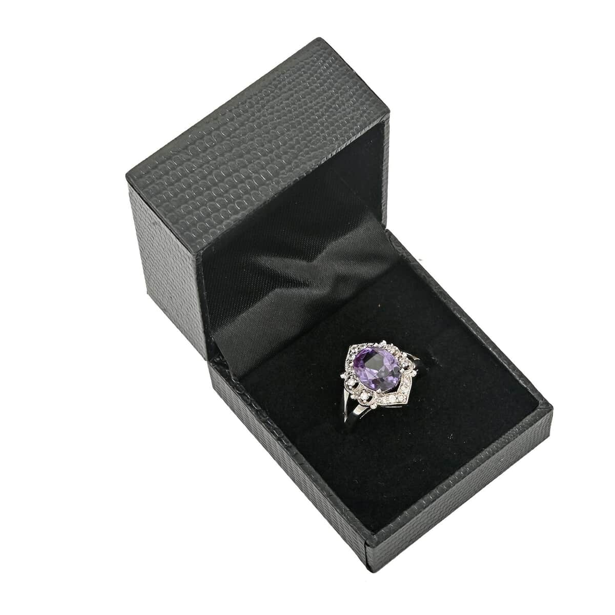 Alexandrite and Simulated Diamond 2.90 ctw Ring in Silvertone (Size 10.0) image number 5