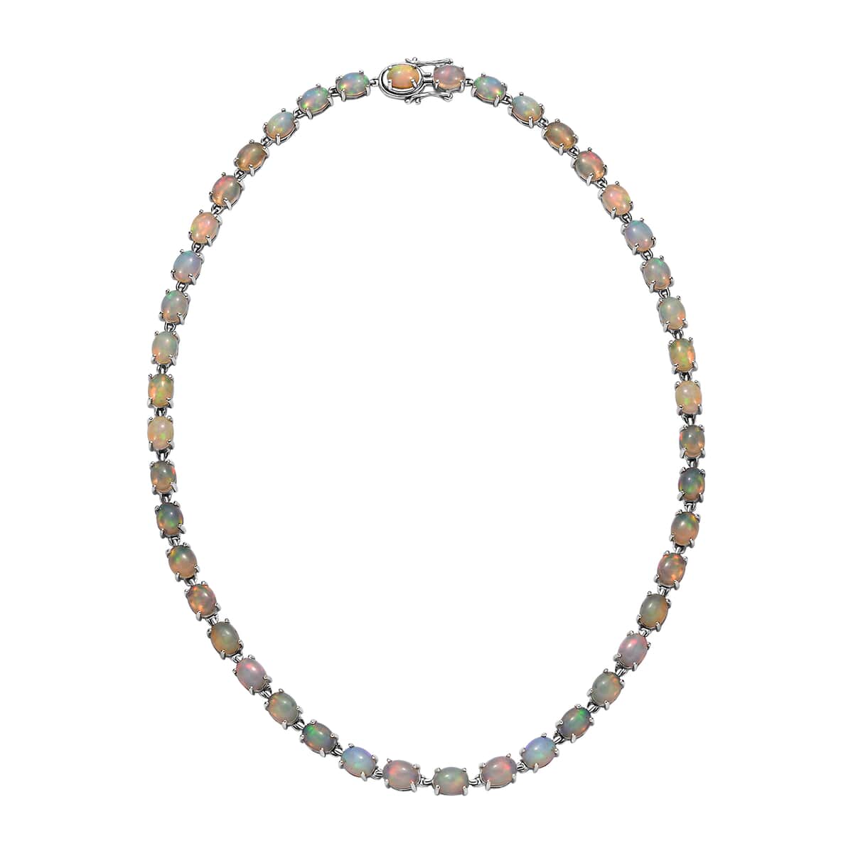 Premium Ethiopian Welo Opal 38.00 ctw Necklace in Rhodium Over Sterling Silver 18 Inches image number 3