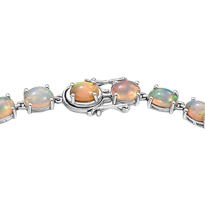 Premium Ethiopian Welo Opal 38.00 ctw Necklace in Rhodium Over Sterling Silver 18 Inches